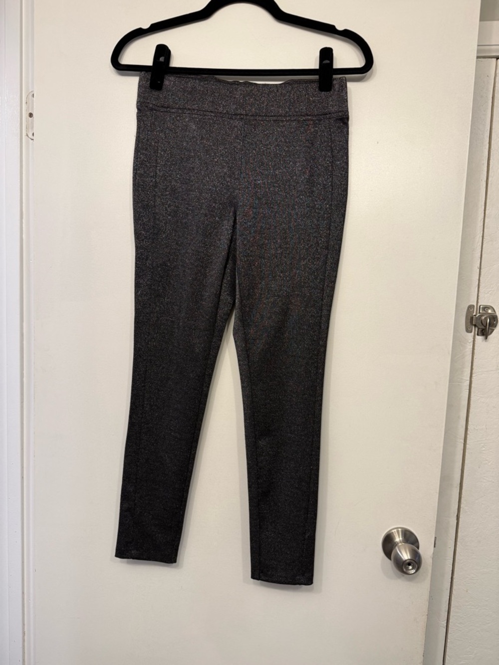 LOFT Petites Metallic Shimmer Pants Size MP Gray Stretch Pull On